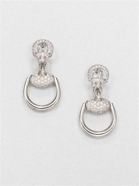 gucci horsebit diamond earrings